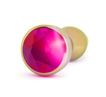 Золотистая анальная пробка R9 RICH Gold/Pink Sapphire с розовым кристаллом - 12 см. (Цвет: розовый)