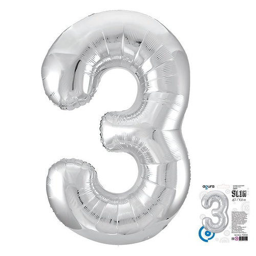 Цифра 3 серебро 40" Agura