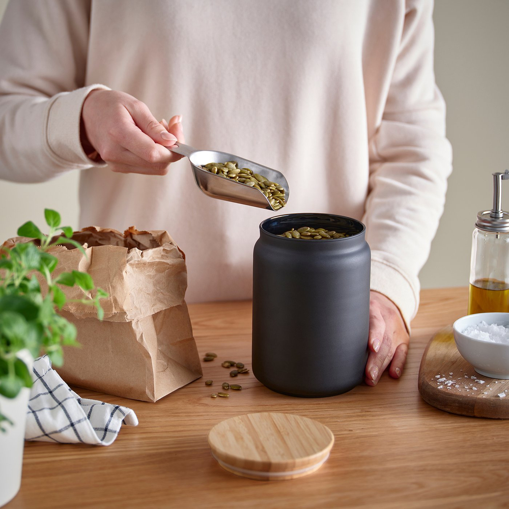 IKEA EKLATERA  (ИКЕА ЕКЛАТЕРА)  -  Банка с крышкой - чёрный 1 л