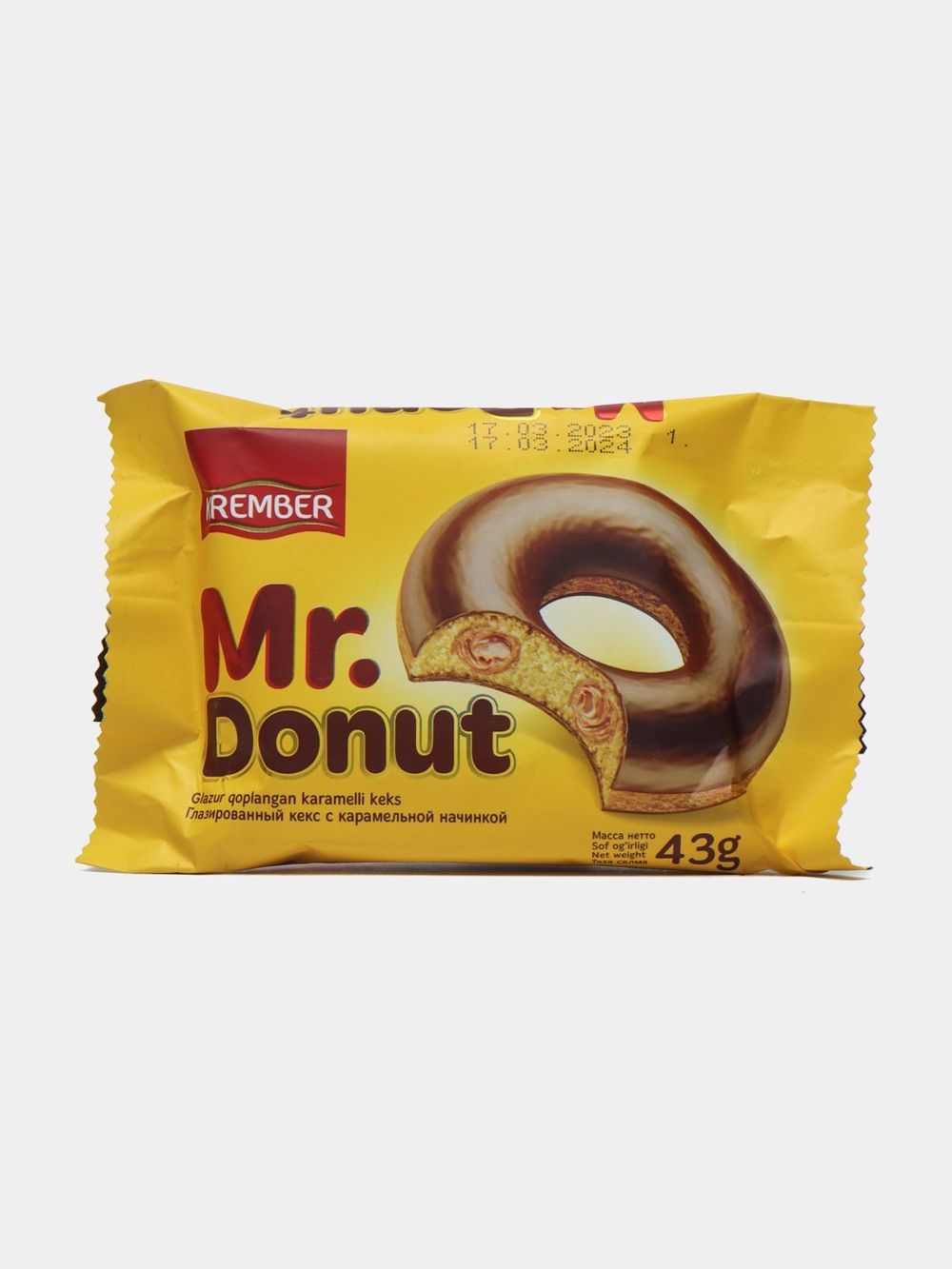 Бисквит Krember Mr. Donut с карамельной начинкой 43г