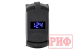 Розетка USB Type PD, QC 3.0 с вольтметром, синяя подсветка