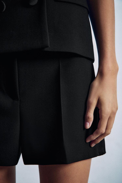 ZARA ШОРТЫ С АТЛАСНЫМИ ЛАМПАСАМИ, ЧЕРНЫЙ