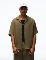 Мужская рубашка из рустикальной ткани с коротким рукавом - BERSHKA