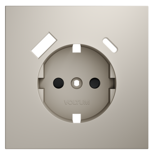 Накладка для розетки с заземлением и защитными шторками, с USB A+C, (кашемир) Voltum S70 VLS001003
