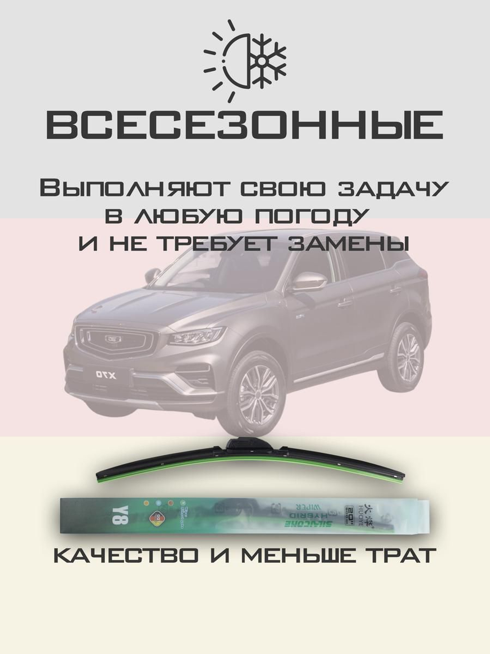 Щетки стеклоочистителя HUOYE Y8 600/425 мм на Belgee X70 | Original (Special)