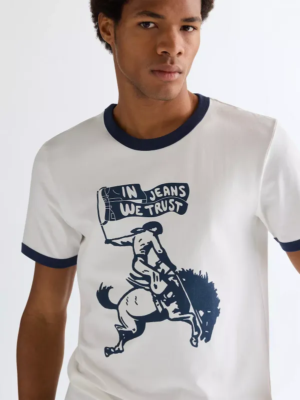 Футболка мужская WRANGLER RINGER TEE WORN WHITE