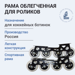 Рама облегченная для роликов на хоккейные ботинки (колеса, подшипники, оси) 44 размер, диаметр колёс 76 мм