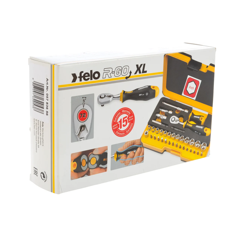 Новинка! Набор 36 шт. Биты Felo ERGONIC SL/ND/PH/Tx/SQ/BH/MS с трещоткой и рукояткой, в кейсе 5783656