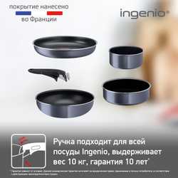 Набор посуды Tefal Ingenio Twinkle Grey 12 предметов 24/28/26/16/20/16 см 04180890