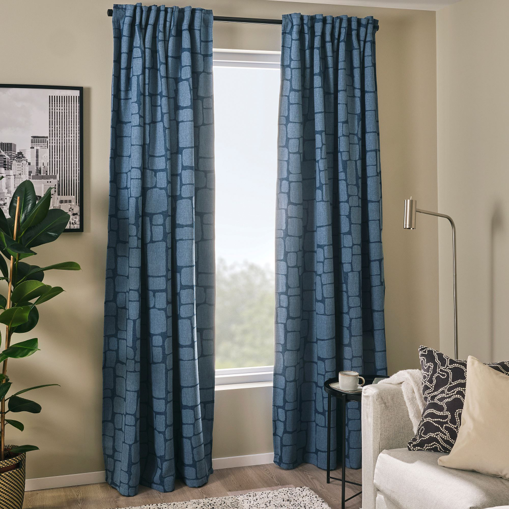Комплект штор IKEA LONNSTAVMAL, Синий, 145х250 см, 2 шт