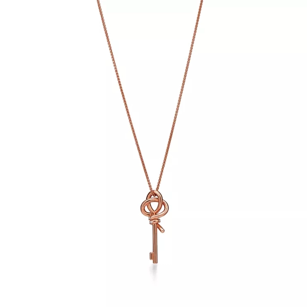 Подвеска - ключ из розового золота с бриллиантами, Tiffany 💠 Knot - В наличии