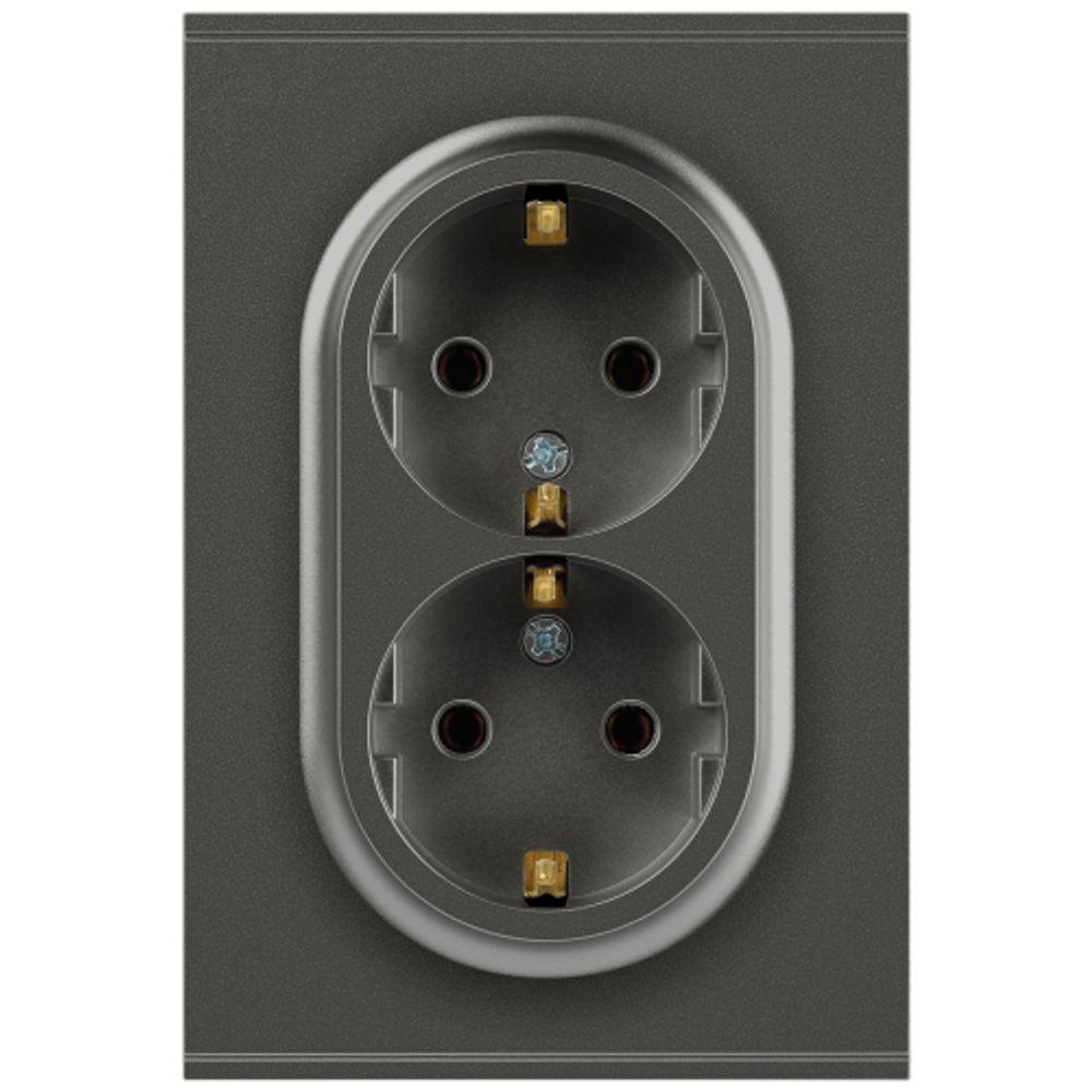 Розетка ЭРА Arktik 16-2105-06 двойная с заземлением 2X2P+E Schuko со шторками 16А-250В графит | Эра Arktik