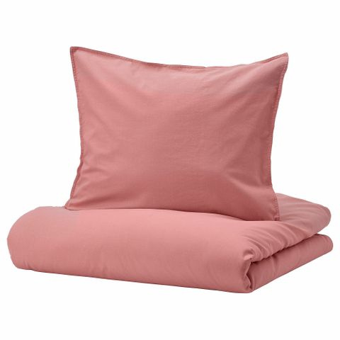 Комплект постельного белья IKEA ANGSLILJA (ЭНГСЛИЛЯ), Двуспальный, Темно-розовый, 240x220, 50x80 см