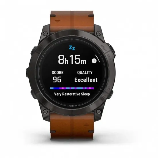 Смарт-часы GARMIN Epix PRO (Gen 2) Sapphire Edition 51 мм, титановый угольно-серый, DLC, коричневый кожаный ремешок