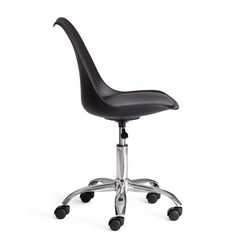 Офисное кресло Тулип/Tulip (мод.106-1) металл/пластик/PU, 58 x 47 x 97см, Black (черный) / Chrome (хром) (Комплект из 4 шт.)