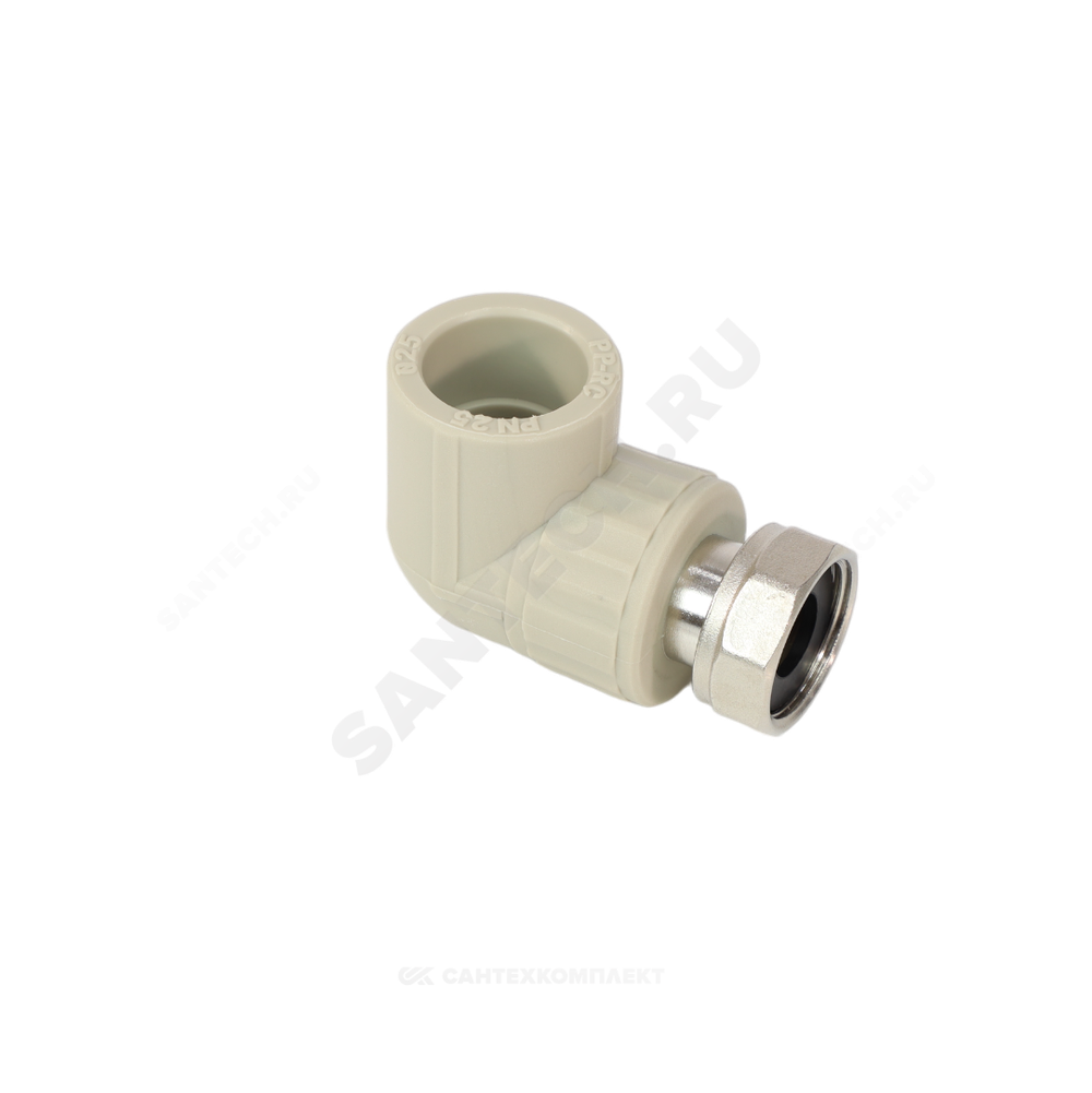 Угольник PP-R комбинированный серый Дн 25х3/4" с накидной гайкой VALFEX 10138025Г