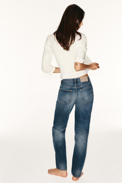 ZARA ДЖИНСЫ TRF STRAIGHT СО СРЕДНЕЙ ПОСАДКОЙ, МОРСКОЙ СИНИЙ