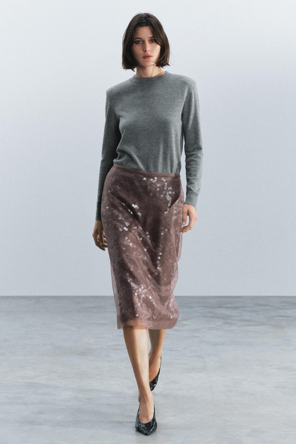 ЮБКА МИДИ С ПАЙЕТКАМИ — ZW COLLECTION — ZARA