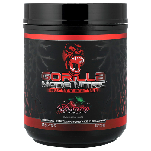 Gorilla Mind, Mode Nitric®, предтренировочная добавка без стимуляторов, вишня, 776 г (1,71 фунта)