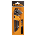 TOLSEN (TT20048) Набор Г-образных шестигранников, 1,5-10 мм, удлиненные, 9 предметов
