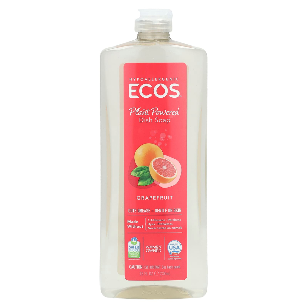 Earth Friendly Products, Ecos®, средство для мытья посуды на растительной основе, грейпфрут, 739 мл (25 жидк. унций)