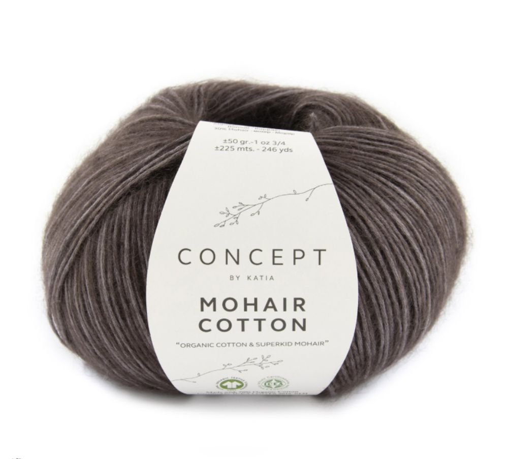 Пряжа Katia (Катя) Mohair Cotton / уп.10 мот. по 50 г, 225м, серый
