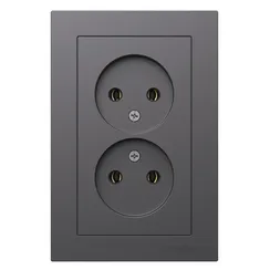 Розетка двойная без заземления Systeme Electric AtlasDesign Базальт ATN001420