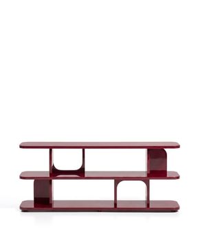 Стеллаж Aduma из МДФ с глянцевой бордовой лакированной отделкой, 160 x 65 см