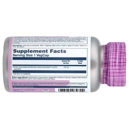 Solaray, Vital Extracts, йохимбе, 135 мг, 60 вегетарианских капсул