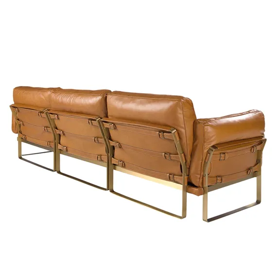 Пятиместный диван Angel Cerda 6232 с правым шезлонгом из кожи цвета Camel