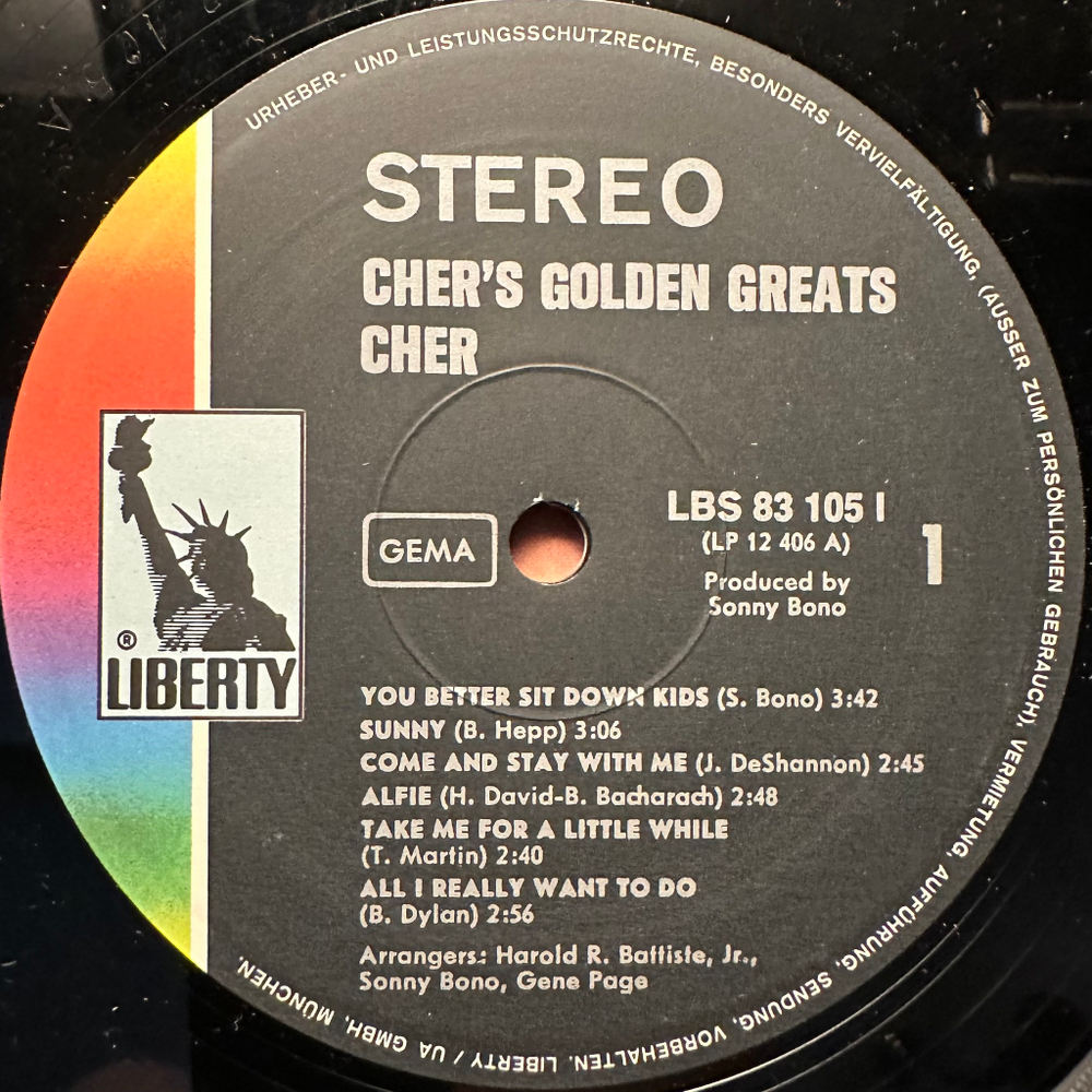 Cher - Cher's Golden Greats (Германия 1968г.)Т