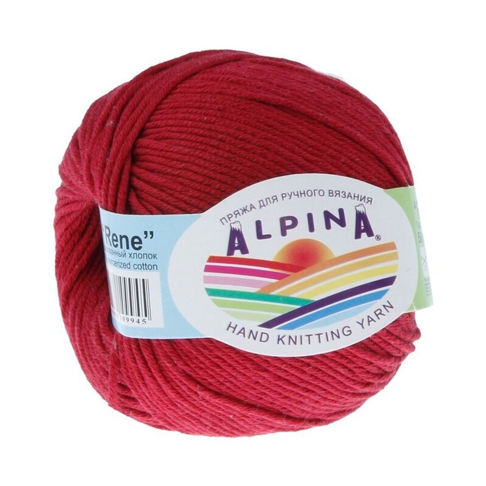 Пряжа Alpina Rene / уп.10 мот. по 50г, 105м, 020 бордовый Пряжа Alpina Rene / уп.10 мот. по 50г, 105м, 020 бордовый