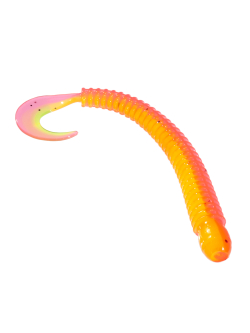 Приманка ZUB-WORM-ZANDER 108мм(4,3")-5шт, (цвет 023) розовый верх - желтый низ
