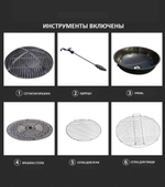 Обеденный комплект из литого алюминия стол Барбекю-4(122см) + 6 кресел Вулкан