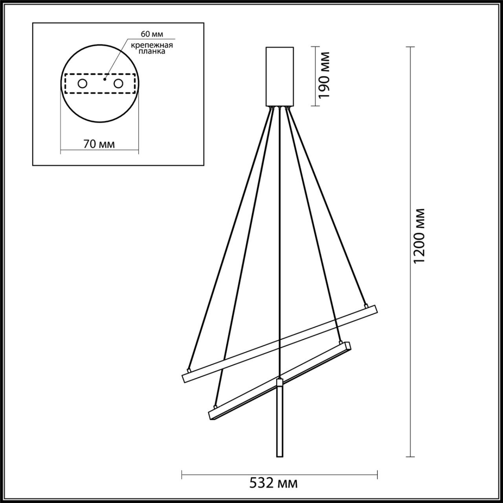 3860/39B L-VISION ODL20 000 черный/металл Подвесной светильник LED 3000K 39W 220V COMETA