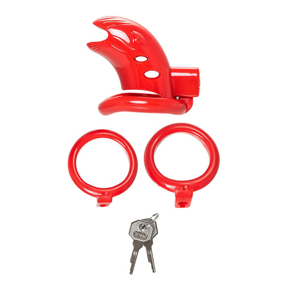 Красный мужской пояс верности 10см из пластика ToyFa Black&Red 901411-9