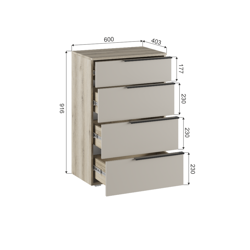 Комод Заря 4 ящика современный 60×92×40 Альбина