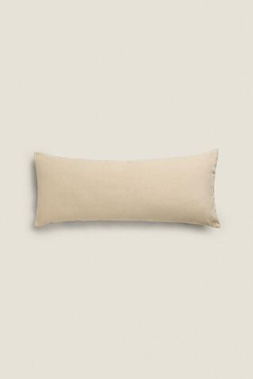 ZARA HOME ОДНОТОННЫЙ ЧЕХОЛ НА ПОДУШКУ С КОНТРАСТНЫМИ КРАЯМИ, КРЕМОВЫЙ