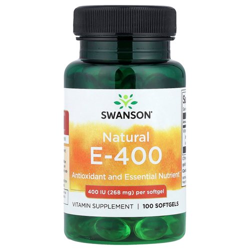 Swanson Vitamins, E-400, натуральный витамин E, 268 мг (400 МЕ), 100 капсул