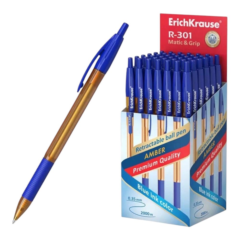 Ручка шариковая ErichKrause R-301 Stick Amber 0.7, цвет чернил синий (в коробке по 50 шт.) Арт-31058