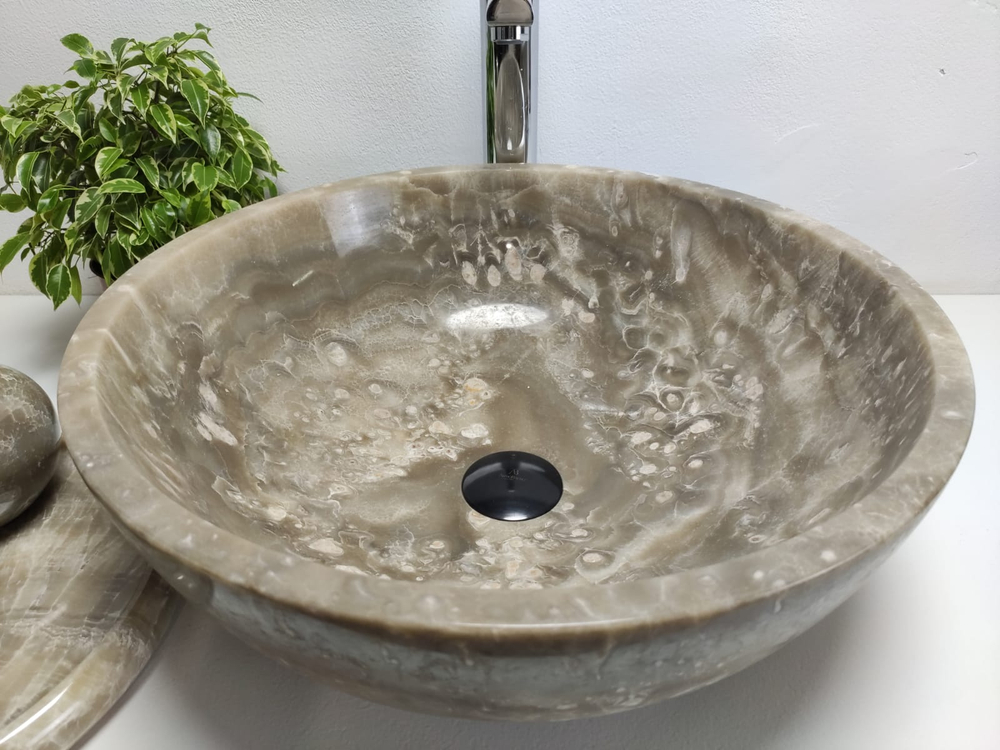 Раковина из оникса Bowl Grey BO-60977 45x45x17 из натурального камня