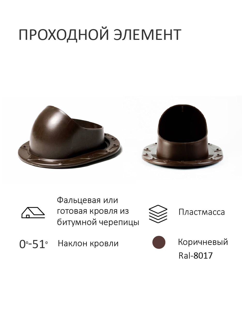 Комплект активной вентиляции: Вентиляционный выход изолированный Vilpe D160/225 утепленный высота H=700 мм, проходной элемент SKAT для фальцевой и готовой кровли из битумной черепицы, турбодефлектор Ø 230 мм, коричневый