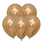 S Шар 5"/13 см Рефлекс хром золото рефлекс /Reflex Gold (БГ-7)