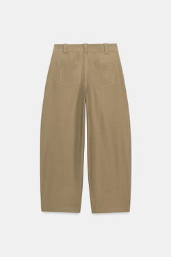 ZARA БРЮКИ БАРРЕЛЬ, МЯГКИЙ КАШТАНОВЫЙ