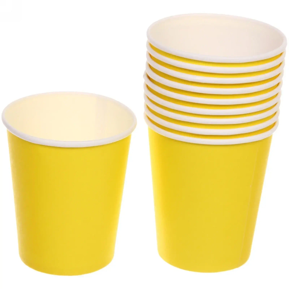 Стакан бумажный 0,2л в наборе 10 шт «Желтый»