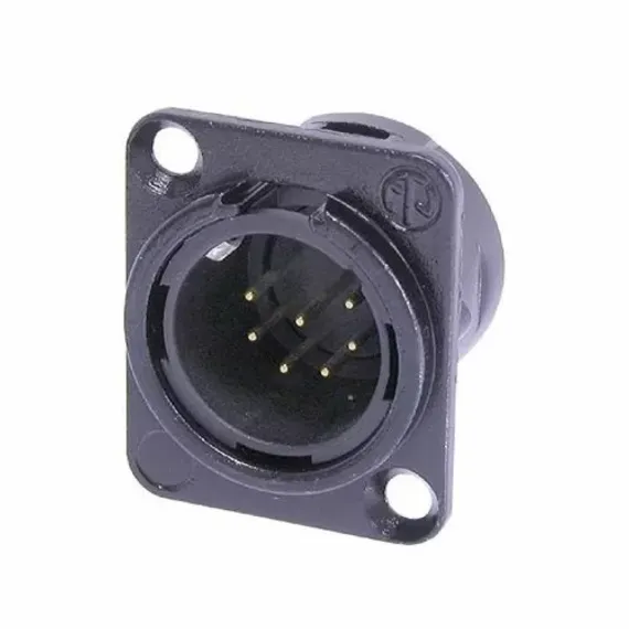Neutrik NC7MD-L-B-1 панельный разъем XLR male черненый корпус, золоченые контакты 7 контакта