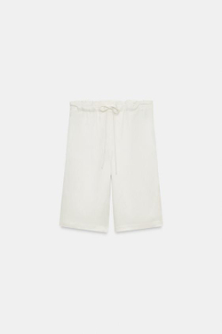 ZARA ШОРТЫ В ПИЖАМНОМ СТИЛЕ — ZW COLLECTION, ЭКРЮ