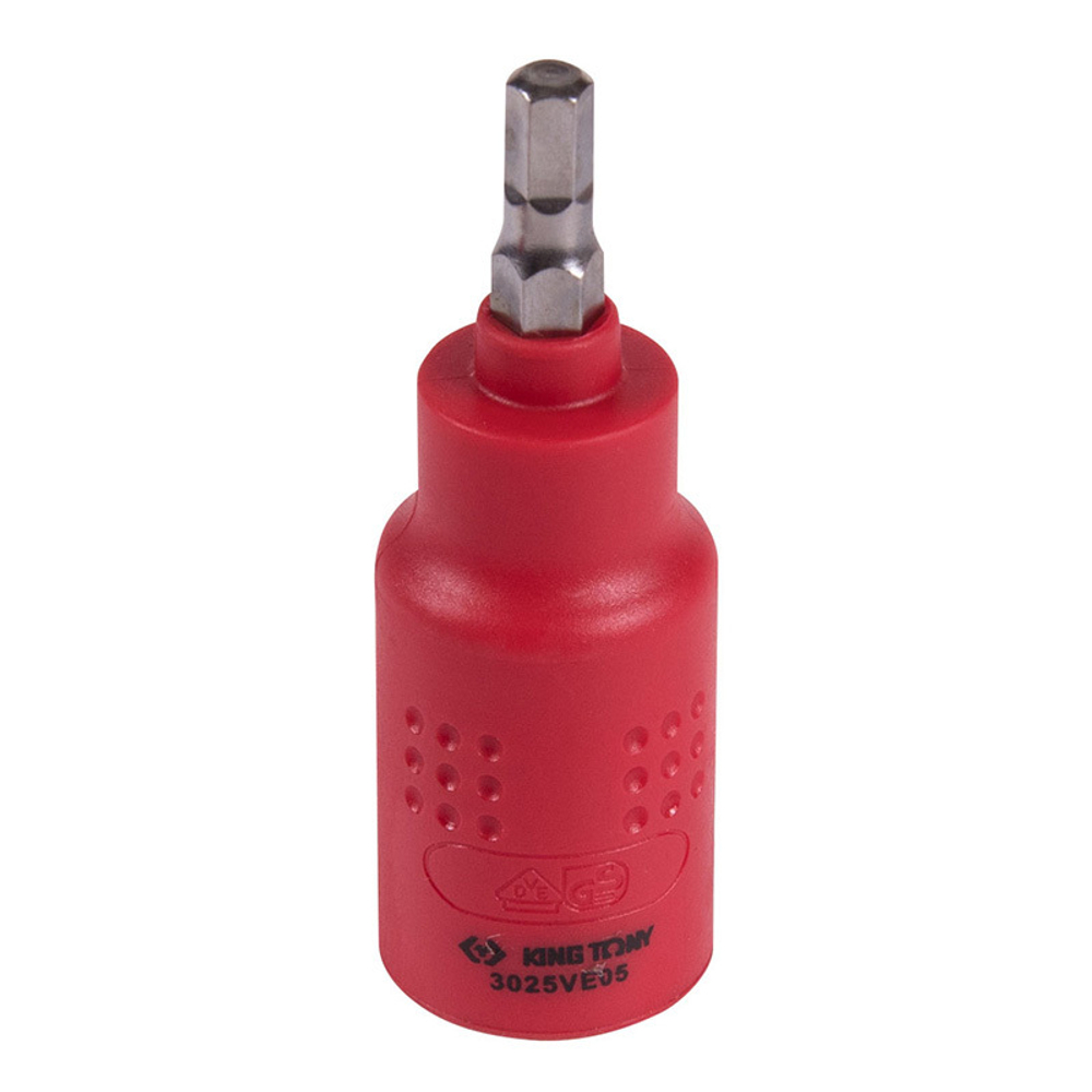 KING TONY (3025VE05) Насадка (бита) торцевая диэлектрическая 3/8", HEX, 5 мм, L = 65 мм