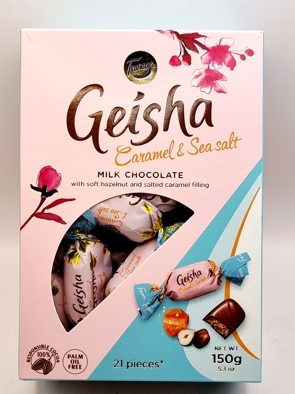 Fazer Geisha Конфеты шоколадные с начинкой из тертого ореха и морской солью Caramel & Sea Salt 150 г (Из Финляндии)