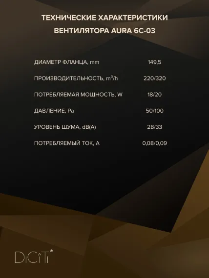 Вентилятор накладной AURA D150 обр.клапан 2скор. DICITI